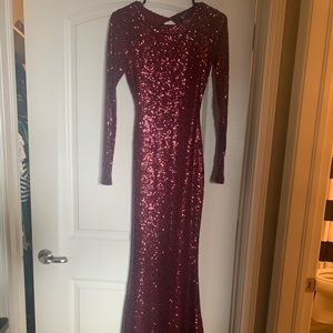 Burgundy sequin gown